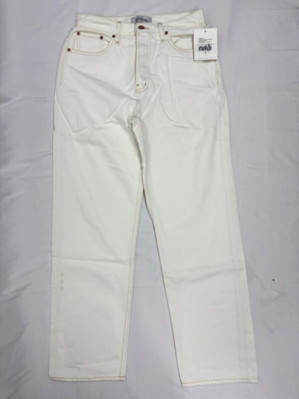 ETICA Tyler Vintage Straight Leg Ankle Jeans High Waist Off White Size 27 BNWT